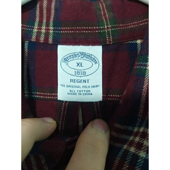 Brooks Brothers Shirt Mens XL Red Plaid Flannel Cotton Button Down Regent - Picture 7 of 9